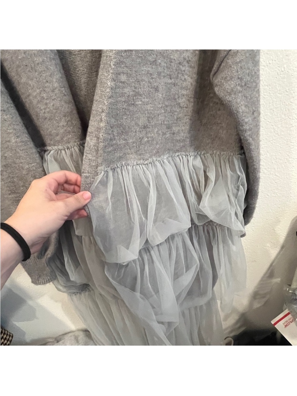 Anthropologie tulle duster cardigan Sundays in Brooklyn one size gray fairycore